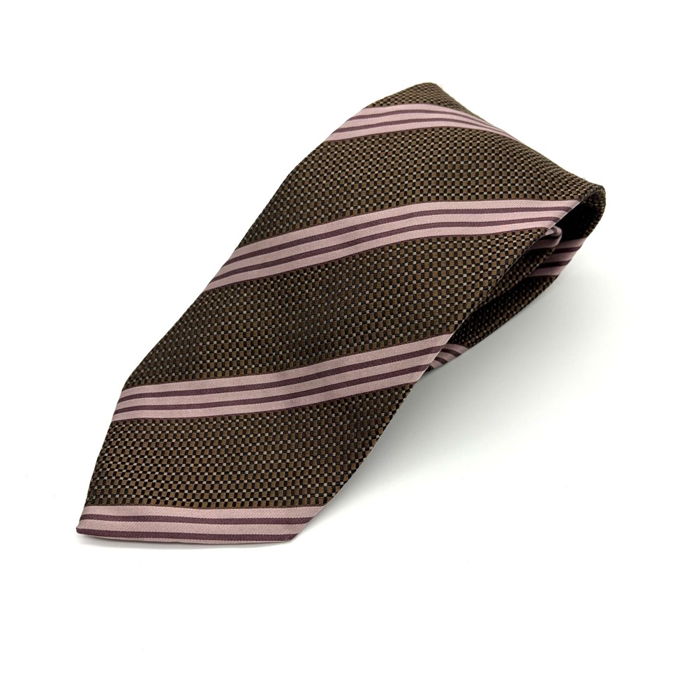 GIORGIO ARMANI Mens Tie 100% Silk Brown Mauve Stripe Made in Italy Old Money